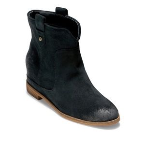NEW Cole Haan W Rayna Suede Wedge Booties Black Size 9.5